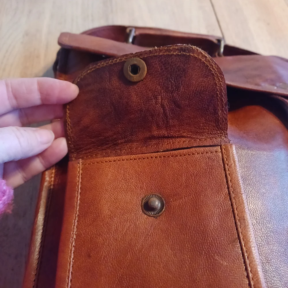 MEN'S VINTAGE LEATHER CROSSBODY MESSENGER BAG